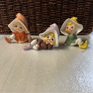 Homco Ceramic Pixie Elves - Set of of 3 Elves/Fairies #5613